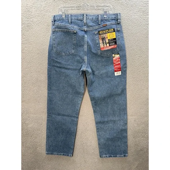 Rustler Jeans Mens 38x30 Blue Regular Fit Straight Leg Workwear Western NEW - Picture 9 of 11